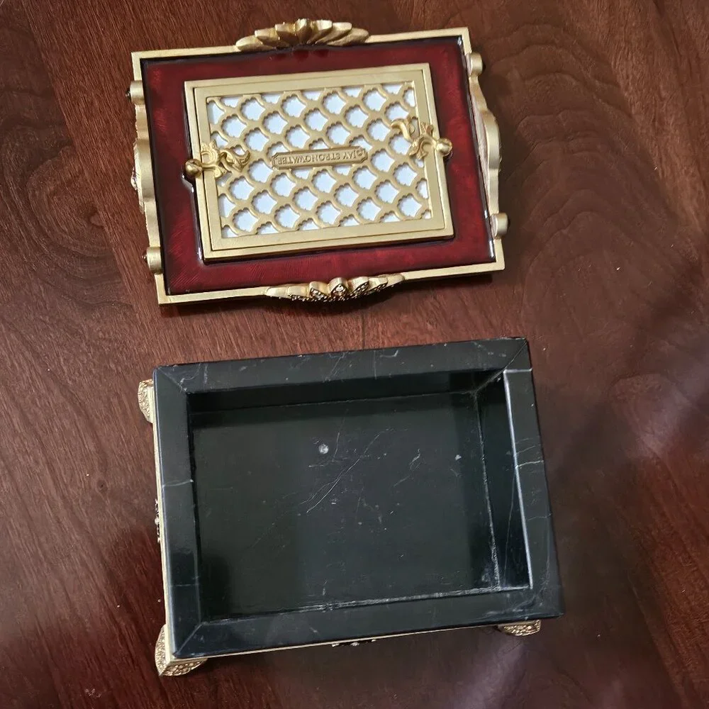 RARE 2n1 JAY STRONGWATER TORTOISE JUNGLE ENAMEL CRYSTAL JEWELRY PHOTO BOX OBJET
